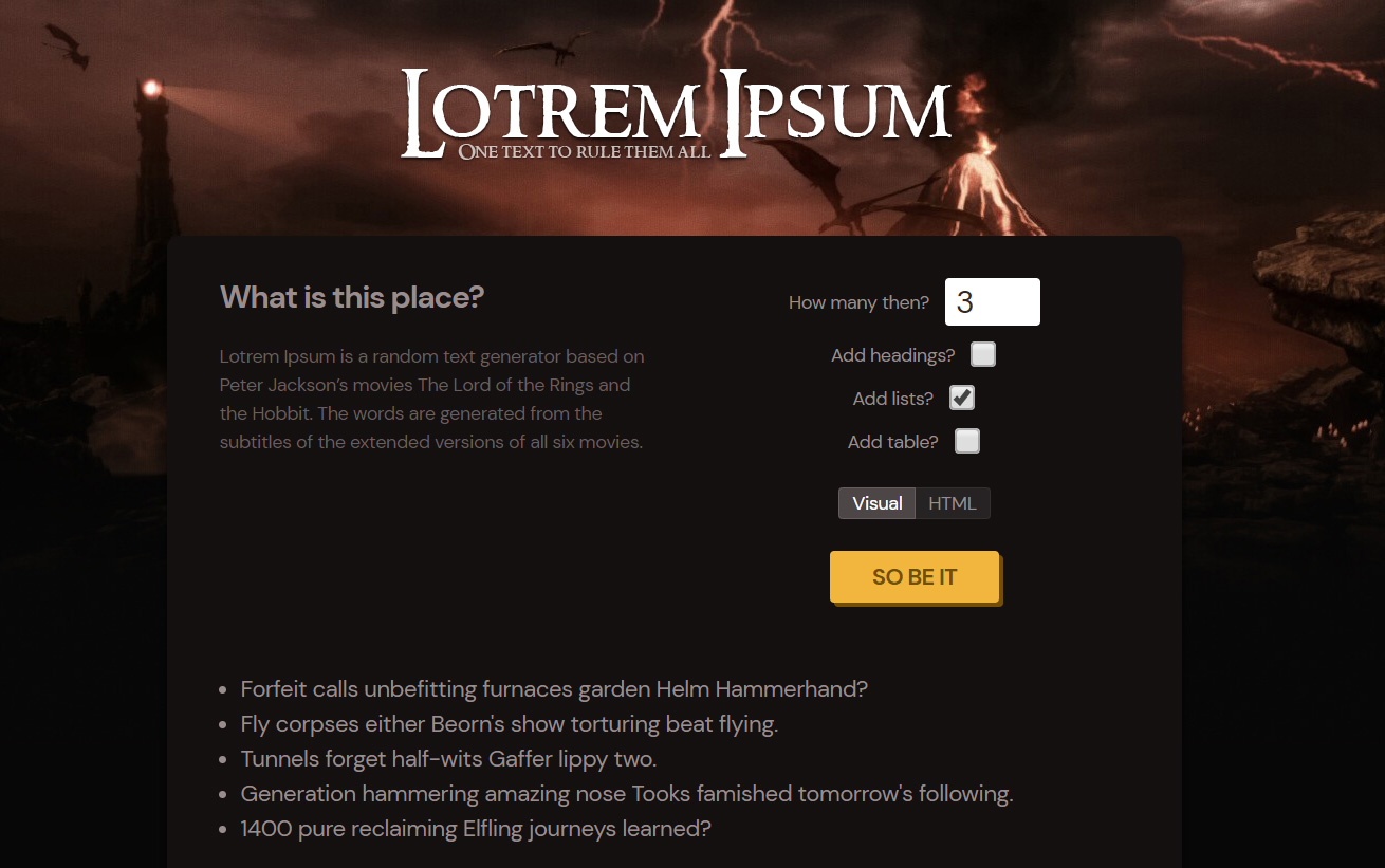 LOTRem Ipsum